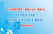 Luyện tập khái niệm, cấu tạo, phân loại, tính chất hoá học của Este và chất béo - Hoá 12 bài 4